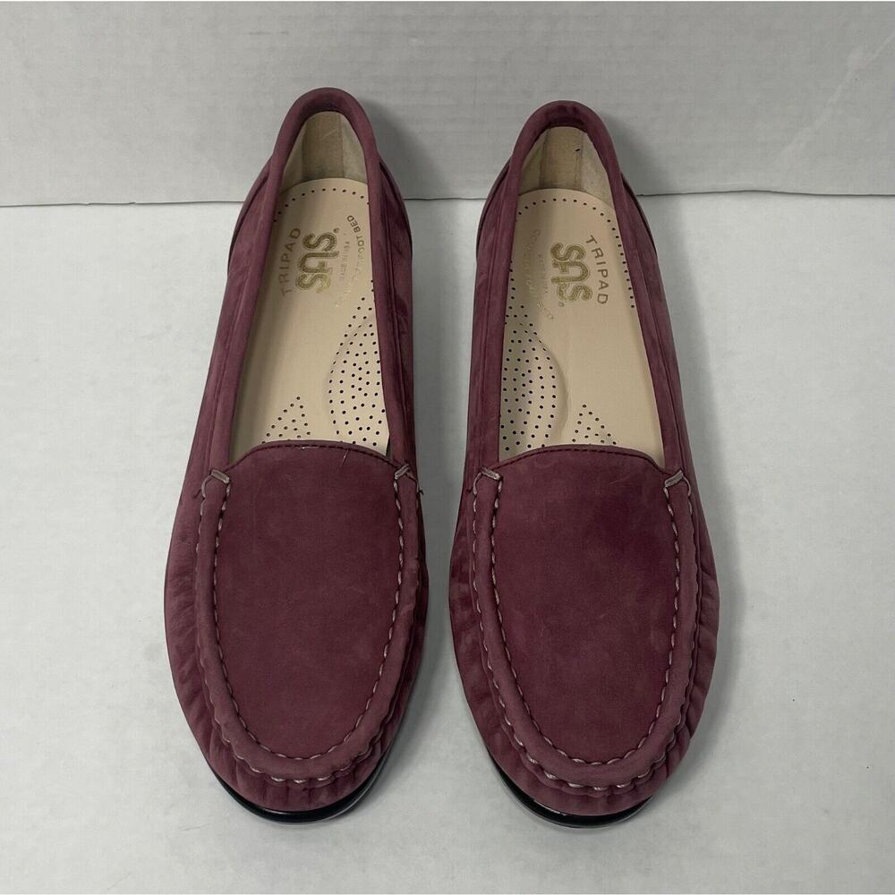 SAS Tripad Comfort Women's Moccasin Loafers Wine Nubuck Leather Size 6 1/2
